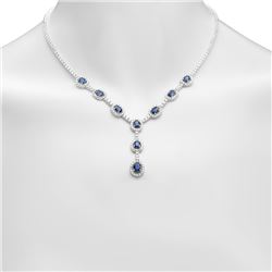 14K Gold 5.02ct Sapphire 5.67cts Diamond Necklace