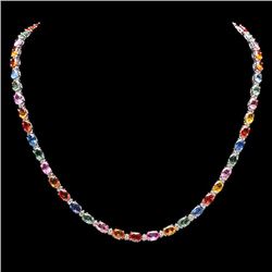 14k Gold 27ct Sapphire 1.20ct Diamond Necklace