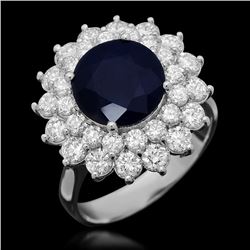 14K Gold 3.43ct Sapphire 1.91ct Diamond Ring
