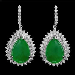 14k Gold 22.50ct Jade 5.15ct Diamond Earrings