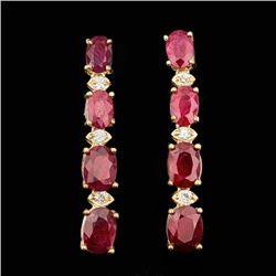 14k Gold 7.00ct Ruby 0.20ct Diamond Earrings