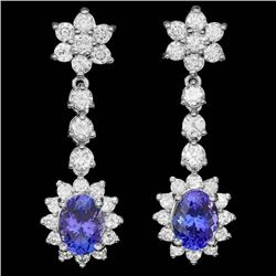 14k Gold 3.00ct Tanzanite 2.20ct Diamond Earrings