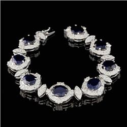 14k Gold 24.50ct Sapphire 5.50ct Diamond Bracelet