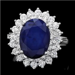 14k Gold 4.50ct Sapphire 1.45ct Diamond Ring