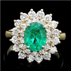 14k Gold 2.00ct Emerald 1.50ct Diamond Ring