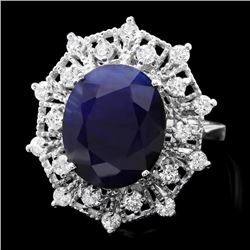14k Gold 9.00ct Sapphire 0.85ct Diamond Ring