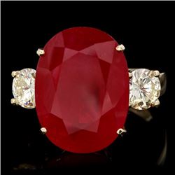 14k Yellow Gold 14.00ct Ruby 1.40ct Diamond Ring