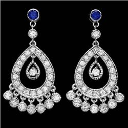 14k Gold 3ct Diamond 0.70ct Sapphire Earrings