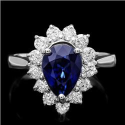 14k Gold 2.50ct Sapphire 0.80ct Diamond Ring
