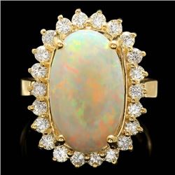 14k Yellow Gold 4.00ct Opal 1.10ct Diamond Ring