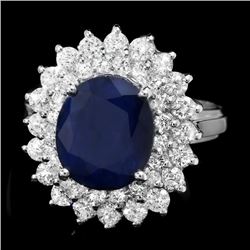 14k Gold 4.00ct Sapphire 1.70ct Diamond Ring