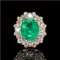 14K Gold 2.52ct Emerald 1.46ct Diamond Ring