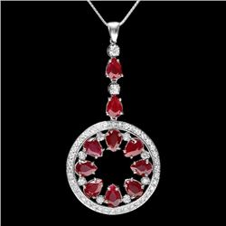 14k Gold 10.00ct Ruby 1.65ct Diamond Pendant