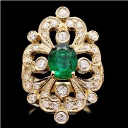 14k Gold 1.50ct Emerald 1.45ct Diamond Ring