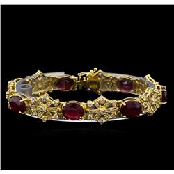 14KT Yellow Gold 30.97 ctw Ruby and Diamond Bracelet