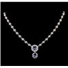 Image 1 : 14KT White Gold 5.50 ctw Tanzanite and Diamond Necklace