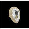 Image 1 : 14KT Yellow Gold 15.52 ctw Aquamarine and Diamond Ring