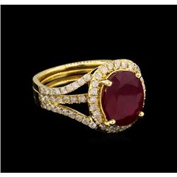 14KT Yellow Gold 5.07 ctw Ruby and Diamond Ring