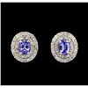Image 1 : 14KT White Gold 1.40 ctw Tanzanite and Diamond Earrings