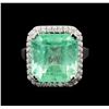 Image 2 : GIA Cert 12.39 ctw Emerald and Diamond Ring - 14KT White Gold