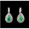 Image 1 : 2.14 ctw Emerald and Diamond Earrings - 14KT White Gold