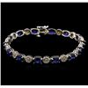 Image 1 : 12.82 ctw Sapphire and Diamond Bracelet - 14KT White Gold