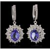 Image 2 : 14KT White Gold 7.46 ctw Tanzanite and Diamond Earrings