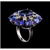 Image 4 : 14KT White Gold 18.66 ctw Tanzanite Diamond Ring