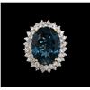 Image 2 : 14KT White Gold 19.77 ctw Topaz and Diamond Ring