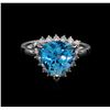 Image 2 : 14KT White Gold 4.47 ctw Blue Topaz and Diamond Ring