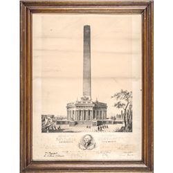 Rare 1846 Broadside Style Large Lithograph - Original Washington Monument Design