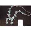 Image 1 : Unmarked Squash Blossom Necklace -Sterling Silver -Turquoise -17” long