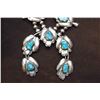 Image 2 : Unmarked Squash Blossom Necklace -Sterling Silver -Turquoise -17” long