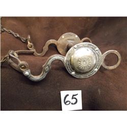 Unmarked Silver Inlaid Bit, S-Shank –Grazing Bit, Slobber Bar –Rein Chains