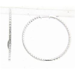 14KT White Gold Ladies Diamond Hoop Earrings -# 9853