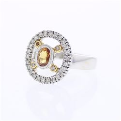 14KT Two Tone Gold  Ladies Diamond and Gemstone Ring -# 8954