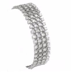 18KT White Gold Ladies Diamond Bracelet -# 10591