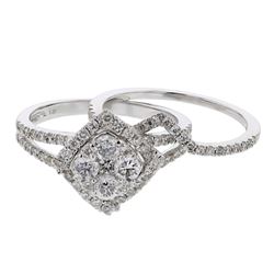 14KT White Gold Ladies Diamond Wedding Ring Set -# 9032