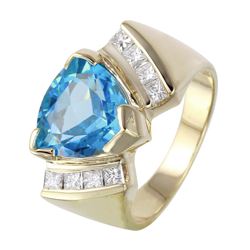 14KT Yellow Gold Topaz and Diamond Ring -# 982