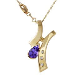 14KT Yellow Gold Tanzanite Diamond Necklace -# 362