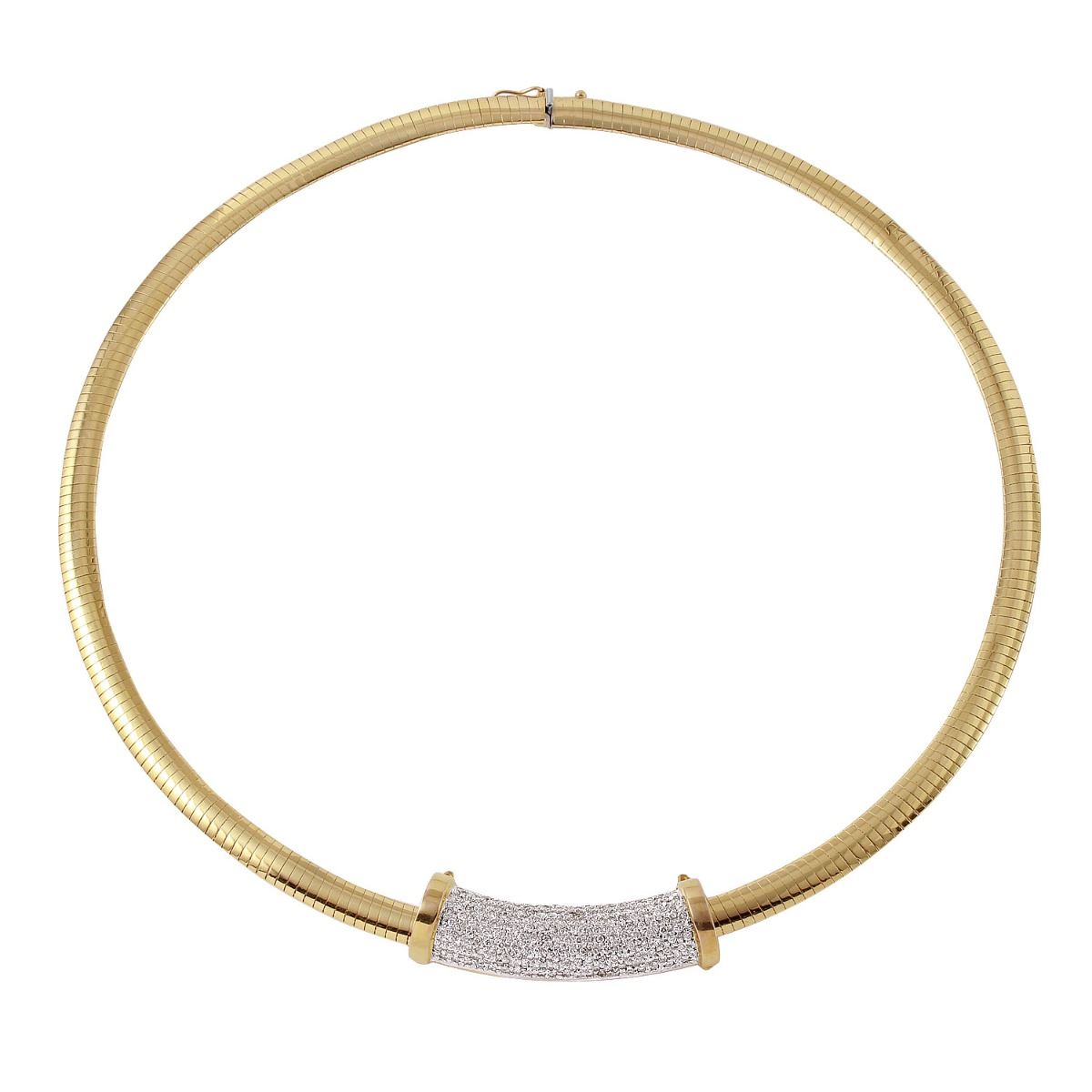 14KT Yellow Gold Diamond Omega Necklace 1193