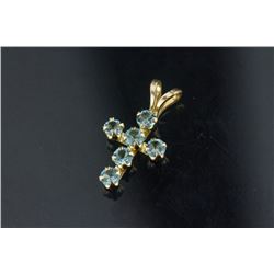 0.3ct Blue Topaz Cross Pendant