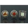 Image 1 : 3 Pc Set of Silver Cosmetic Box with Jade, Agate