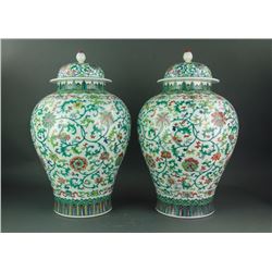 Pair Chinese Fine Ducai Porcelain Jar Yongzheng Mk