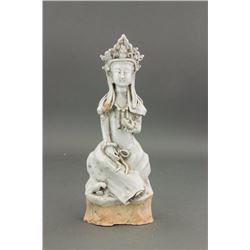 Chinese Yuan Style White Porcelain Guanyin Figure