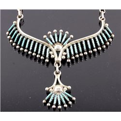 Navajo Sterling Turquoise Needle Point Necklace