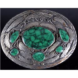 Navajo Sterling Silver & Turquoise Belt Buckle