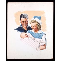 Original WWII Era Watercolor Painting