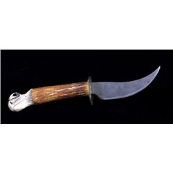 Custom Carved Antler Handle Eagle Knife