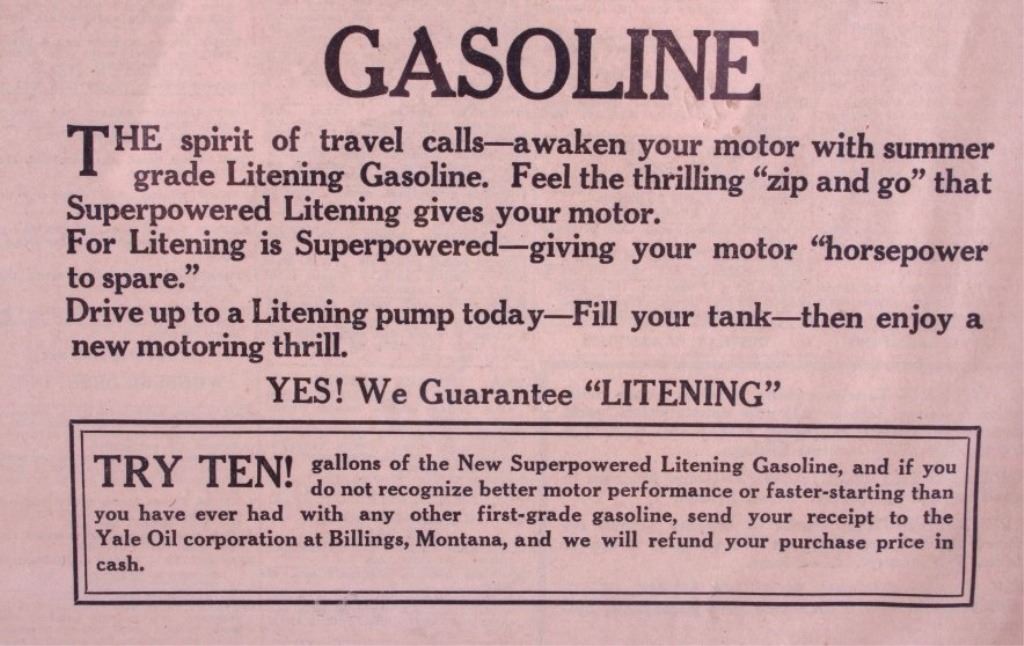 Litening Gas Yale Oil Co Billings MT Advertisement